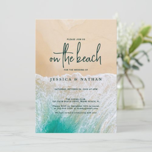 Salty Kisses I Turquoise I The Sandy Beach Wedding Invitation