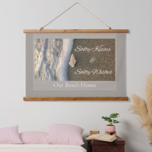 Salty Kisses & Salty Wishes Beach House Coastal Hanging Tapestry