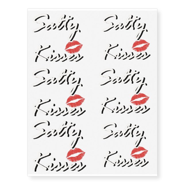 Salty Kisses Tropical Decor Temporary Tattoo (Front)