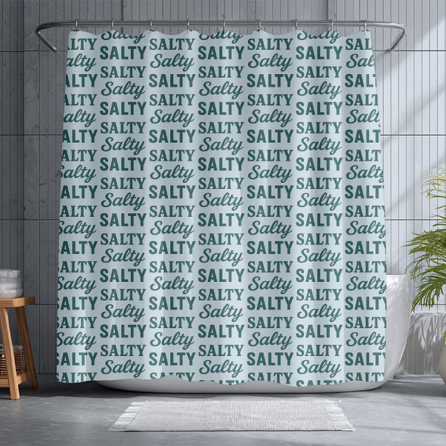Salty Life | Blue Surf Graphic Beach House Decor Shower Curtain (Creator Uploaded)