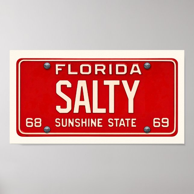 Salty Life | Coastal Retro Florida License Plate Poster (Front)