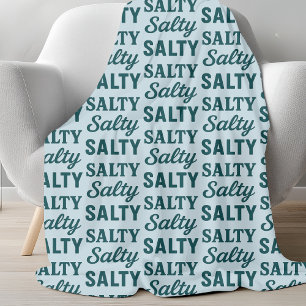 Salty Life   Coastal Teal Blue Graphic Beach Decor Fleece Blanket