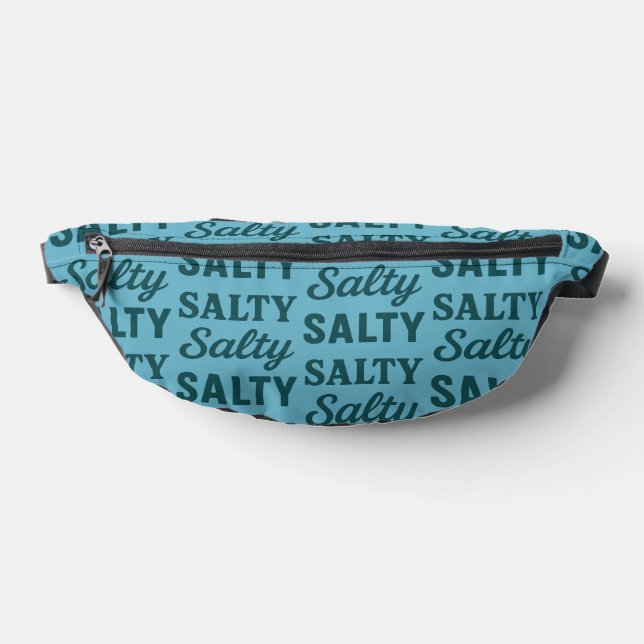 Salty Life Coastal Teal Blue Graphic Beach Travel Fanny Pack (Lay Down)