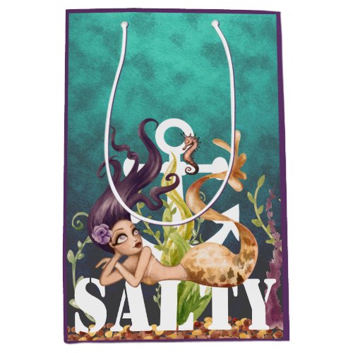 SALTY _ Mermaid Seahorse and Anchor Under the Sea Medium Gift Bag