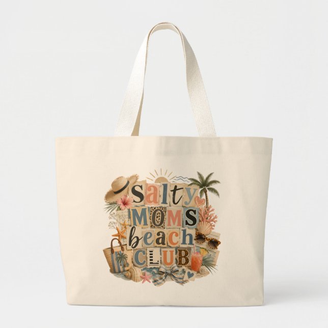 Salty moms beach moms summer vibes aesthetic  large tote bag (Front)