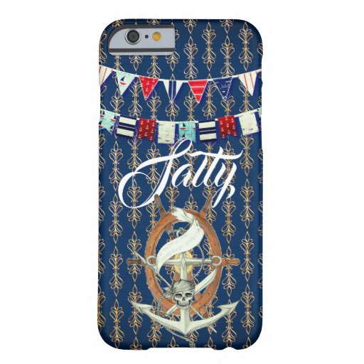 Salty Navy Helm, Anchor and Pirate Skull Nautical Barely There iPhone 6 Case