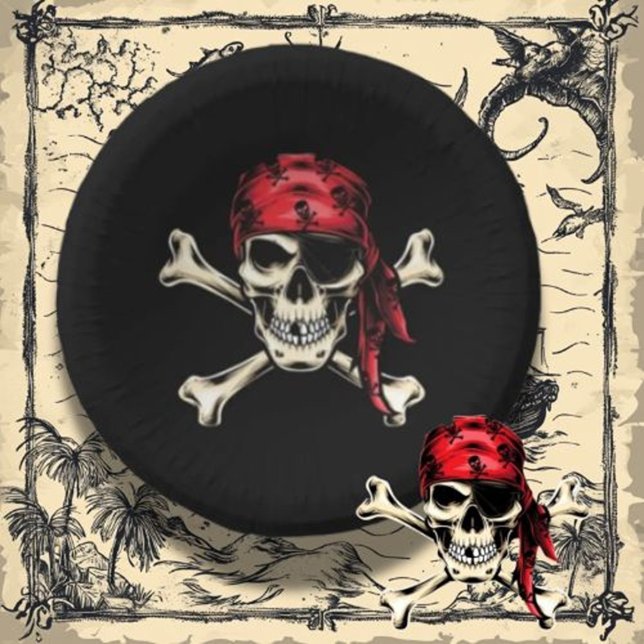 Salty  Pirate Birthday Party Paper Bowls (Host an unforgettable pirate theme party for adults with salty skull black decor.)