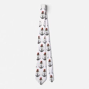 Salty Pirate Skull And Anchor Neck Tie