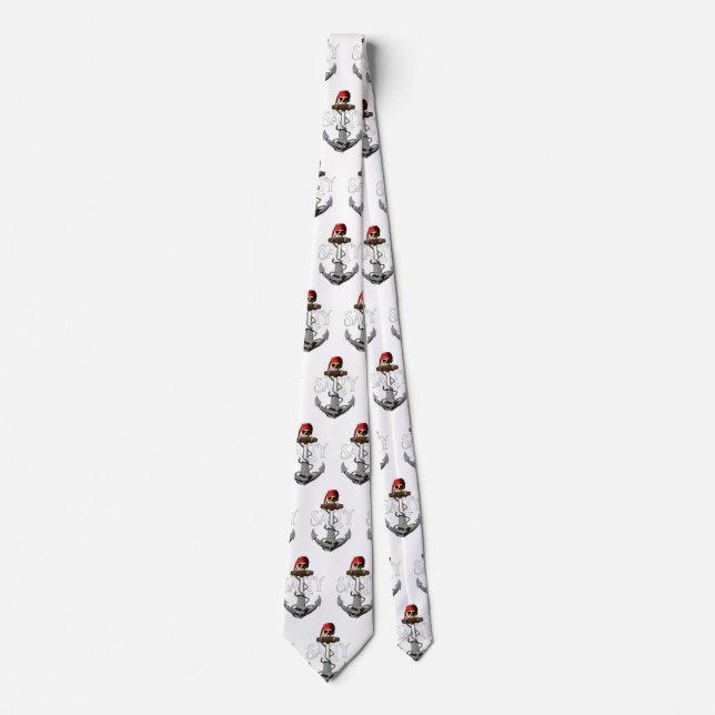 Salty Pirate Skull And Anchor Neck Tie (Front)