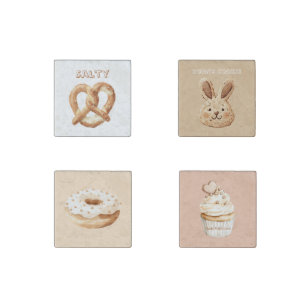 Salty Pretzel Cute Bunny Cookie Donut Cupcake Stone Magnet