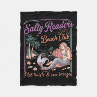 Salty Readers Beach Club Books Plot Twists Sea Fleece Blanket