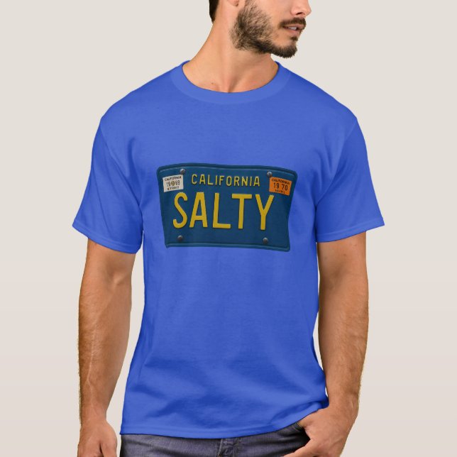 Salty -Retro 1969 California License Plate Graphic T-Shirt (Front)