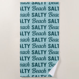 Salty Retro Coastal Teal & Sea Blue Glass Graphic Beach Towel