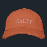 SALTY Sarcastic Sayings in Orange and Pink Embroidered Baseball Cap<br><div class="desc">A cool embroidered typography design with the sarcastic saying "SALTY" in Blush Pink Letters on a Burnt Orange Color Background.</div>