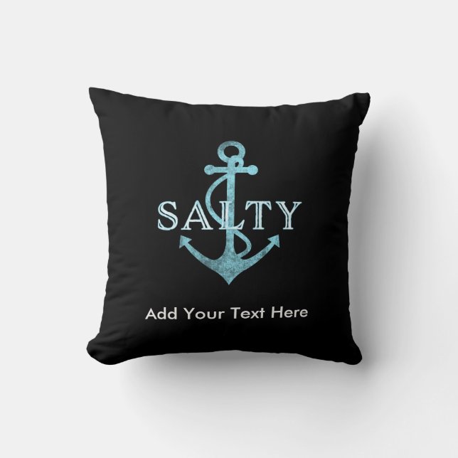 Salty Sea Anchor Throw Pillow (Front)