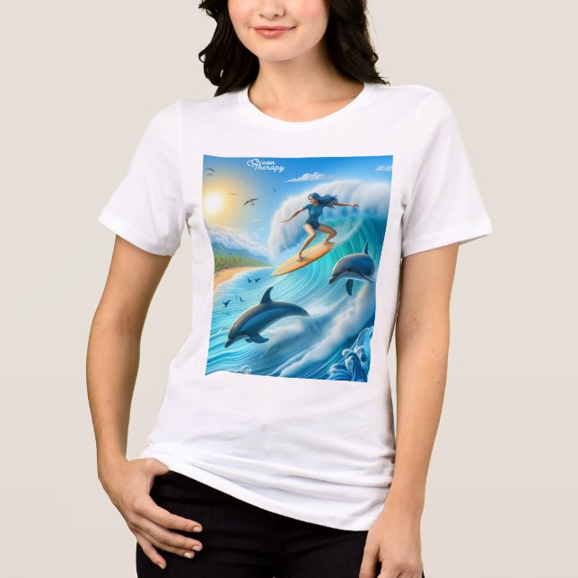 Salty Sisterhood Trio Girls Beach Walk Surfer Tri-Blend Shirt (Front)