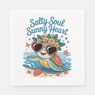 Salty Soul Sunny Heart Turtle Summer Napkins