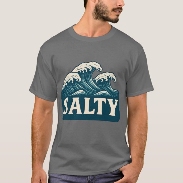 Salty Teal Blue Surf Beach Waves | Coastal Life T-Shirt (Front)