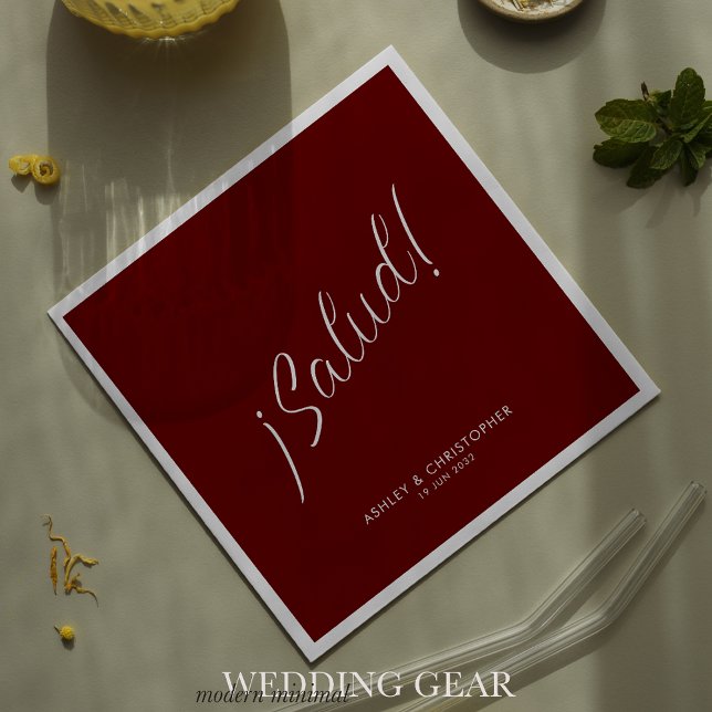 ¡Salud! Crimson Red Minimal Any Occasion Cocktail Napkins (Creator Uploaded)