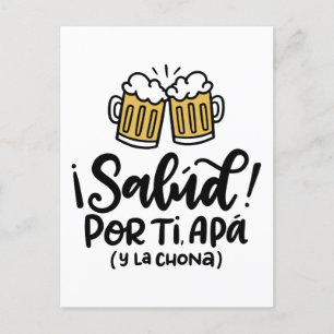 Salud or Mi Apa y la Chona, hand drawn design Postcard