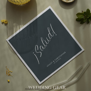 ¡Salud! Space Gray Minimal Any Occasion Cocktail Napkins