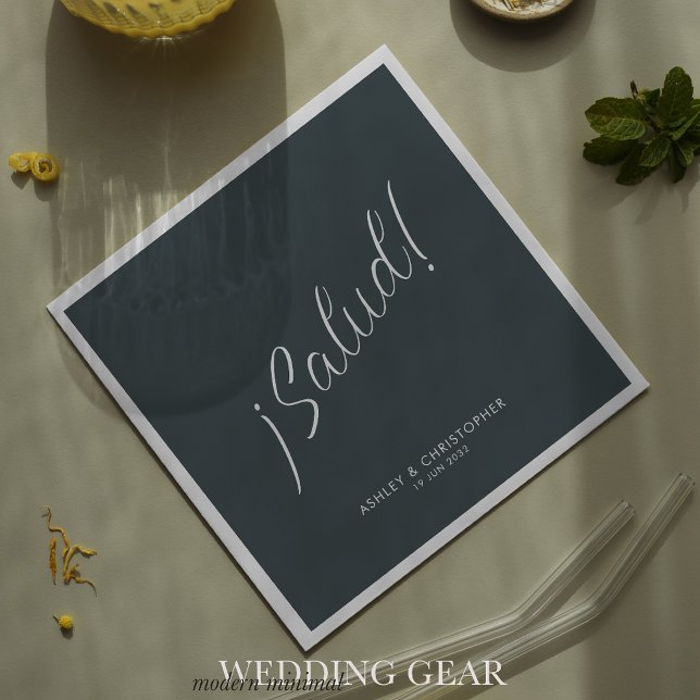 ¡Salud! Space Gray Minimal Any Occasion Cocktail Napkins (Creator Uploaded)