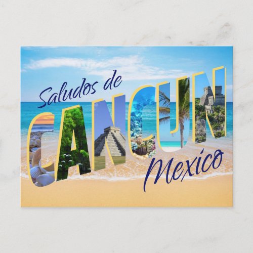 Saludos de Cancun Greetings from Cancun Postcard