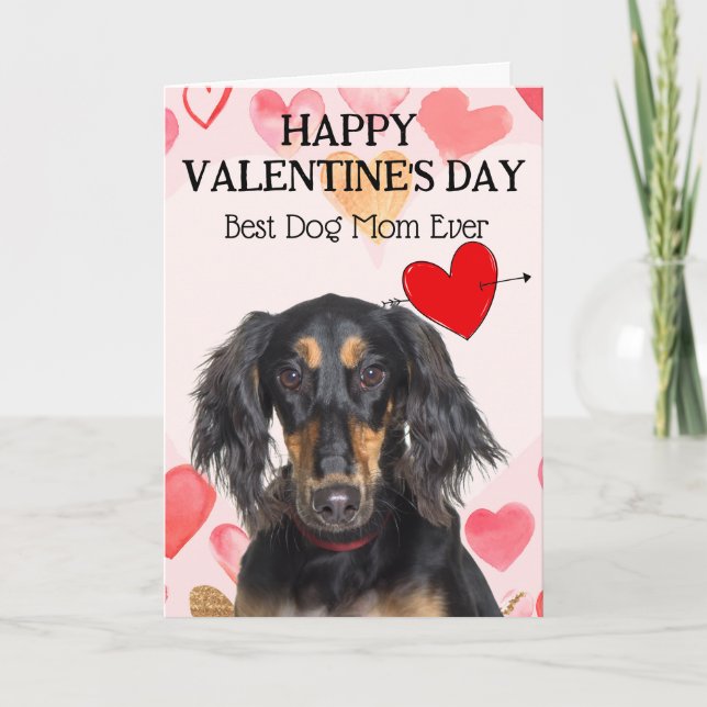 Saluki Best Dog Mom Custom Valentine's Day Card (Front)