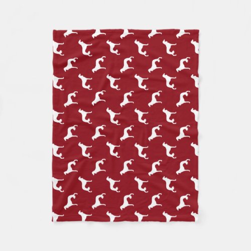 Saluki Dog Breed Silhouettes Pattern Red and White Fleece Blanket