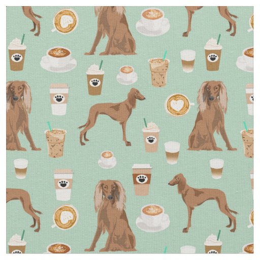 Saluki dog coffee lover mint fabric