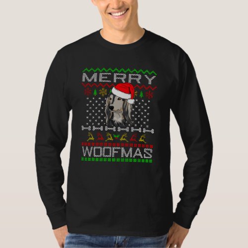 Saluki Dog Merry Christmas T_Shirt