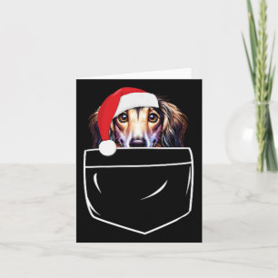 Saluki Dog Santa Hat Christmas Pocket Fun Xmas  Card