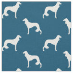 Saluki Dog Silhouettes Blue and White Patterned Fabric