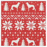 Saluki Dog Silhouettes Christmas Holiday Patterned Fabric