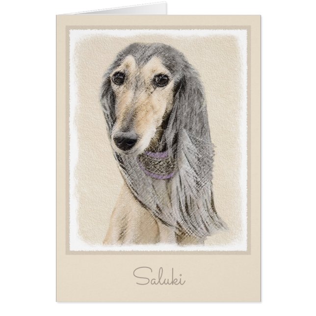 Saluki (Fawn) Painting - Cute Original Dog Art (Front)