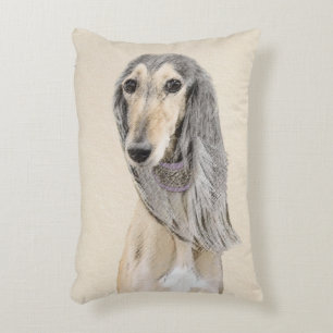 Saluki (Fawn) Painting - Cute Original Dog Art Accent Pillow