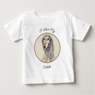 Saluki (Fawn) Painting - Cute Original Dog Art Baby T-Shirt
