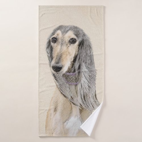 Saluki Fawn Painting _ Cute Original Dog Art Bath Towel Set