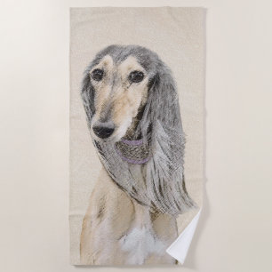 Saluki (Fawn) Painting - Cute Original Dog Art Beach Towel
