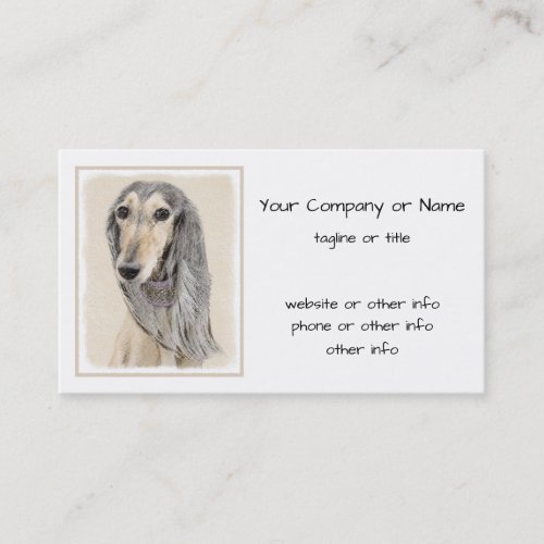 Saluki Fawn Painting _ Cute Original Dog Art Business Card