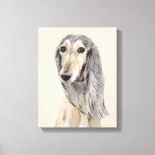 Saluki (Fawn) Painting - Cute Original Dog Art Canvas Print