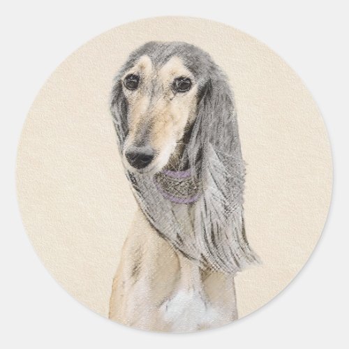 Saluki Fawn Painting _ Cute Original Dog Art Classic Round Sticker