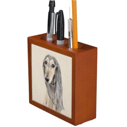 Saluki Fawn Painting _ Cute Original Dog Art Desk Organizer