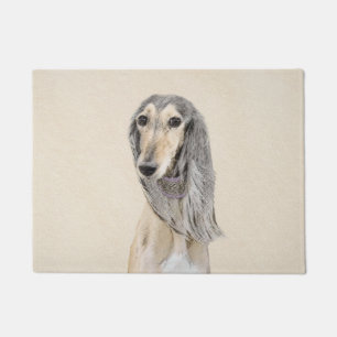 Saluki (Fawn) Painting - Cute Original Dog Art Doormat