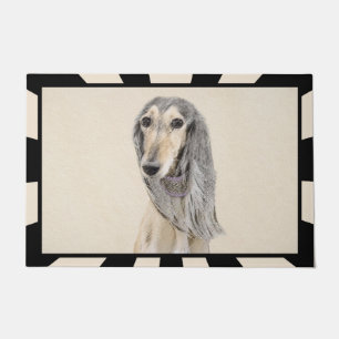 Saluki (Fawn) Painting - Cute Original Dog Art Doormat