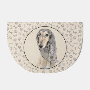Saluki (Fawn) Painting - Cute Original Dog Art Doormat