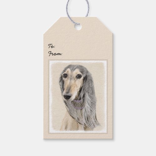 Saluki Fawn Painting _ Cute Original Dog Art Gift Tags