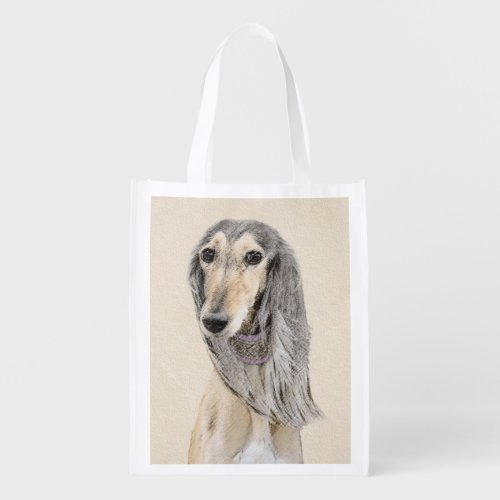 Saluki Fawn Painting _ Cute Original Dog Art Grocery Bag