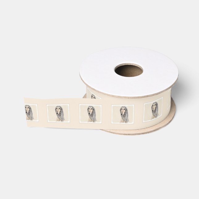 Saluki (Fawn) Painting - Cute Original Dog Art Grosgrain Ribbon (Spool)