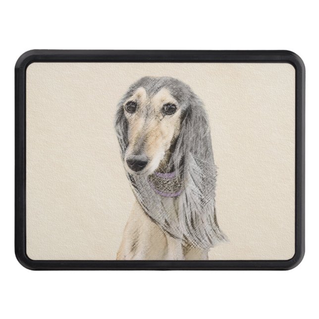 Saluki (Fawn) Painting - Cute Original Dog Art Hitch Cover (Front)